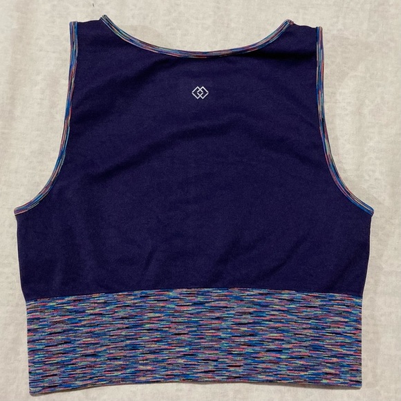 Maxxim Dark Blue Tank Top with Multi-Color Trim | Activewear - Picture 4 of 8
